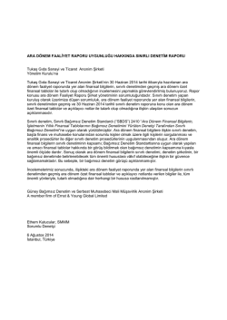 2014 6 Aylık Y&ouml;netim Kurulu Faaliyet Raporu