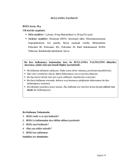 KULLANMA TALĐMATI ROZA krem, 30 g Cilt &uuml;zerine uygulanır