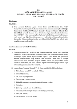 3 YILLIK ARA&Ccedil; KĠRALAMA HĠZMET ALIMI TEKNĠK