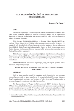 Hak Arama &Ouml;zg&uuml;rl&uuml;ğ&uuml; ve 2010 Anayasa