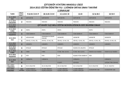 2014-2015 yılı ı. d&ouml;nem ı. ve ıı. ortak sınav takvimi