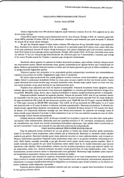 YAŞLILARDA PSİKOFARMAKOLOJİK TEDAVİ Prof.Dr. İsmail