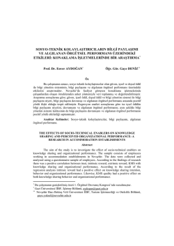 Sosyo-Teknik Kolaylaştırıcıların Bilgi Paylaşımı Ve Algılanan