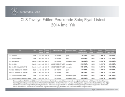 CLS Tavsiye Edilen Perakende Satış Fiyat Listesi - Mercedes-Benz