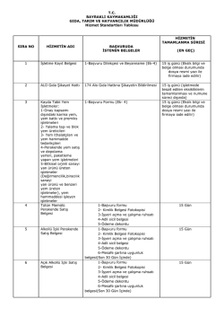 İl&ccedil;e Gıda, Tarım ve Hayvancılık M&uuml;d&uuml;rl&uuml;ğ&uuml; Hizmet Standartları