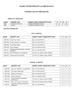 Y&uuml;ksek Lisans Programı