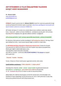 AKP İKTİDARININ 12 YILLIK &Ouml;ZELLEŞTİRME TALANININ DEHŞET