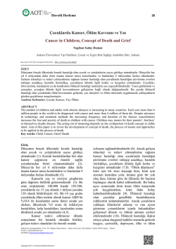 &Ccedil;ocuklarda Kanser, &Ouml;l&uuml;m Kavramı ve Yas Cancer in