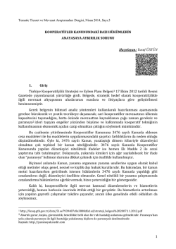 Kooperatifler Kanunundaki Bazı H&uuml;k&uuml;mlerin Anayasaya Aykırılık