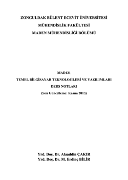 MAD121-JEL103 Temel Bilgisayar Teknolojileri ve Yazılımları Ders