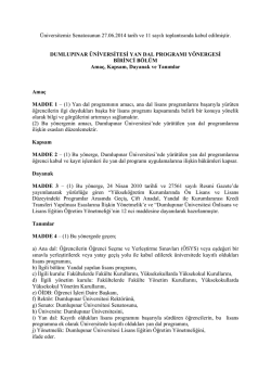 &Uuml;niversitemiz Senatosunun 27.06.2014 tarih ve 11 sayılı