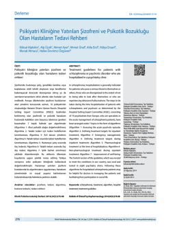 Psikiyatri Kliniğine Yatırılan Şizofreni ve Psikotik Bozukluğu Olan