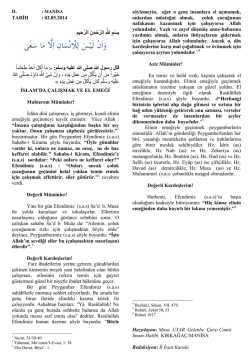 2014 yılı Mayıs hutbeleri