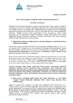 2014-43 KDV Genel Uygulama Tebliği İle