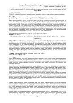 Finansal başarısızlığın öngörülmesinde çok