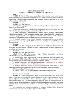Muafiyet ve İntibak İşlemleri Y&ouml;nergesi