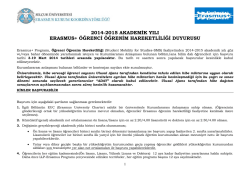 2014-2015 akademik yılı erasmus+ &ouml;ğrenci &ouml;ğrenim hareketliliği