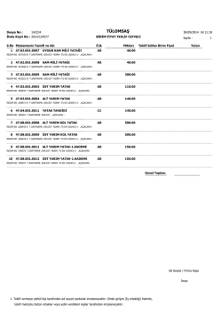 Birim Fiyat Teklif Cetveli