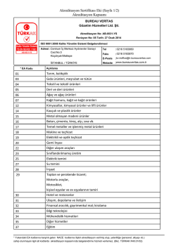 Akreditasyon Sertifikası Eki (Sayfa 1/2) Akreditasyon Kapsamı