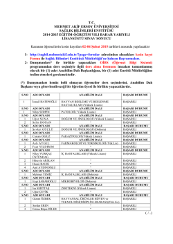 Sınav Sonuçları ve Kayıt Bilgileri