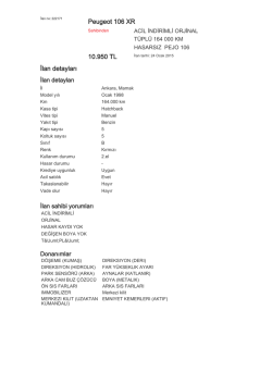 Peugeot 106 XR 10.950 TL İlan detayları