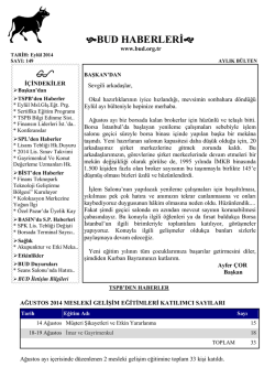 BUD HABERLERİ - Borsa Uzmanları Derneği