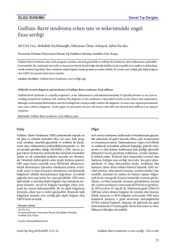 Guillain-Barré sendromu erken tanı ve