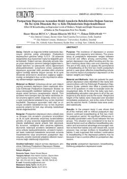 Postpartum Depresyon A&ccedil;ısından Riskli Annelerin Bebeklerinin