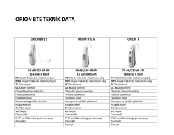 ORION BTE TEKNİK DATA