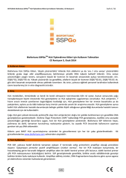 Biofortuna SSPGo TM HLA Tiplendirme Kitleri i&ccedil;in Kullanım