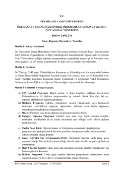 &Ouml;nlisans ve Lisans D&uuml;zeyindeki Programlar Arasında ve &Ccedil;iftanadal