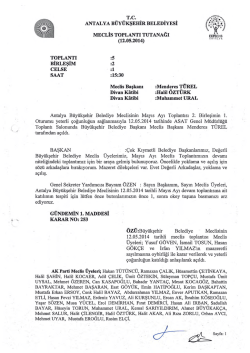 12.05.2014 Tarihli Meclis Toplantı Tutanağı