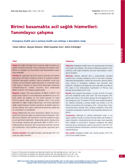 Birinci basamakta acil sa&curren;l&rsaquo;k hizmetleri