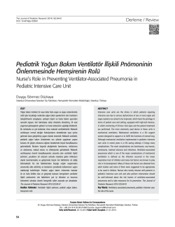 Pediatrik Yoğun Bakım Ventilatör İlişkili Pnömoninin