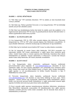 Halı Saha Ligi Stat&uuml;s&uuml; - T&uuml;rkiye Futbol Federasyonu