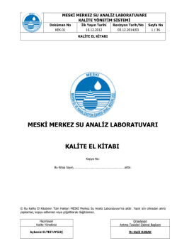 Kalite El Kitabı - Mersin Su ve Kanalizasyon İdaresi