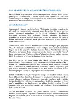 9.3.1) ARABULUCULUK YASASININ DEĞERLENDİRİLMESİ: Örnek