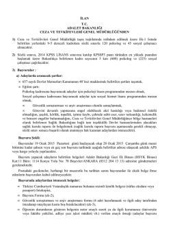 İLAN T.C. ADALET BAKANLIĞI CEZA VE TEVKİFEVLERİ GENEL