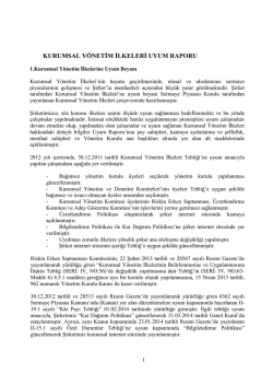 KURUMSAL Y&Ouml;NETİM İLKELERİ UYUM RAPORU
