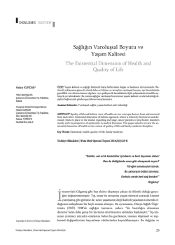Sağlığın Varoluşsal Boyutu ve Yaşam Kalitesi