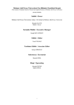 Mehmet Akif Ersoy &Uuml;niversitesi Fen Bilimleri Enstit&uuml;s&uuml; Dergisi