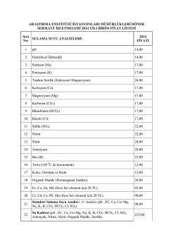 2014 Yılı Analiz &Uuml;cretleri