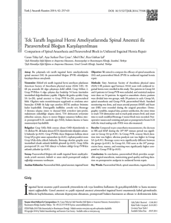 Tek Taraflı İnguinal Herni Ameliyatlarında Spinal