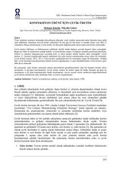 KONFEKSİYON &Uuml;R&Uuml;N&Uuml; İ&Ccedil;İN &Ccedil;EVİK &Uuml;RETİM