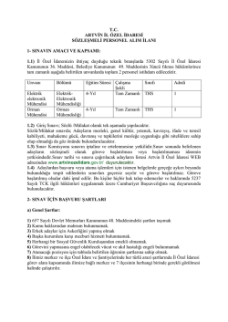 T.C. ARTVİN İL ÖZEL İDARESİ SÖZLEŞMELİ PERSONEL ALIM