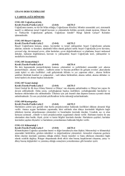 Coğrafya B&ouml;l&uuml;m&uuml; Ders İ&ccedil;erikleri