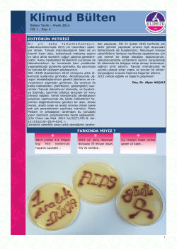 KLİMUD e-b&uuml;lten Aralık 2014 - Klinik Mikrobiyoloji Uzmanlık Derneği