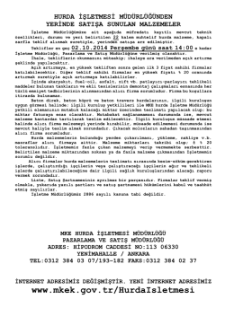 02.10.2014 Tarihli Yerinde Satış Hurda Malzeme İhale listesi