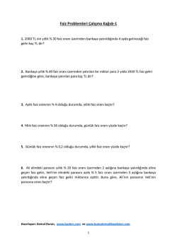 Faiz Problemleri &Ccedil;alışma Kağıdı-1