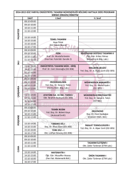 end&uuml;striyel tasarım m&uuml;hendisliği ders programı